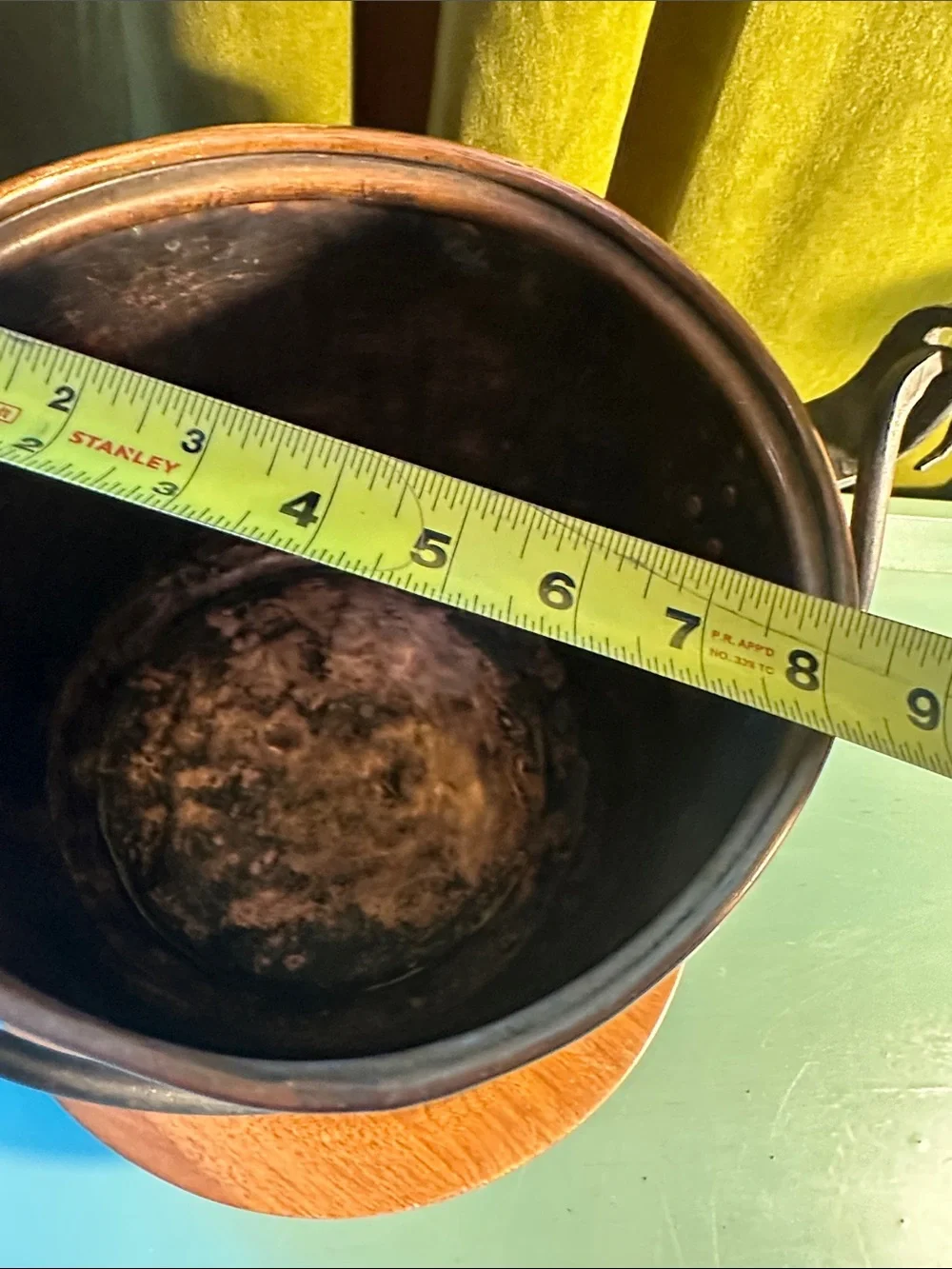 Rustic antique Copper Decorative Bucket with Black Handle
